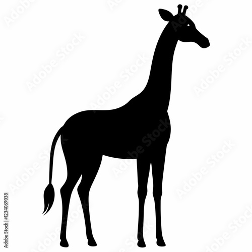 Elegant Giraffe Silhouette - Vector Art Illustration