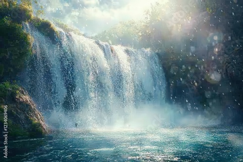 Wallpaper Mural Majestic waterfall cascading into a tranquil pool in nature Torontodigital.ca