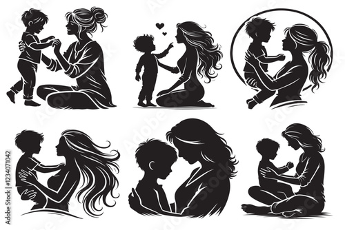 Unbreakable Bond of a Mother and Child - A Heartfelt Silhouette Art photo