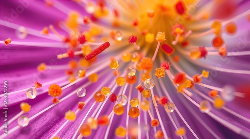 Close-Up of Vibrant Pollen Grains in High Resolution Nature’s Microscopic Beauty photo