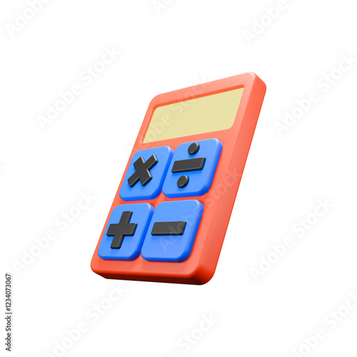 a 3d illustration of red calculator 