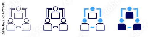 Teamwork examples icon in 4 different styles. Thin Line, Line, Bold, and Bold Line. Duotone style. Editable stroke