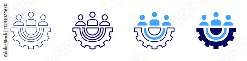 Teamwork foresight icon in 4 different styles. Thin Line, Line, Bold, and Bold Line. Duotone style. Editable stroke