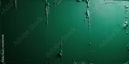 Vibrant dark green paint glows on a smooth, glossy canvas, showcasing its rich, thick texture in an intimate close-up view photo