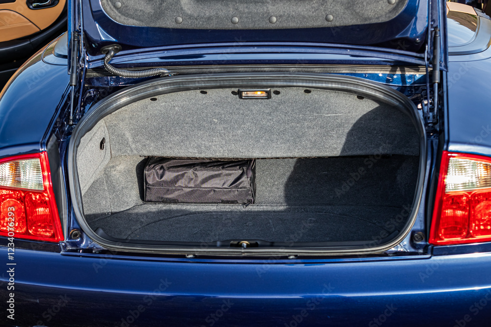 Blue Car Trunk with Black Bag Blue Car Trunk with Black Bag