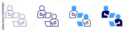 Teamwork realization icon in 4 different styles. Thin Line, Line, Bold, and Bold Line. Duotone style. Editable stroke
