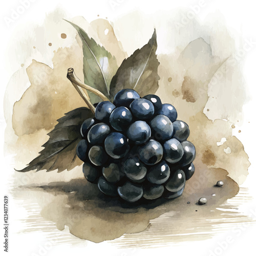 Realistic watercolor illustration of Blackberries with rich color and intricate detail