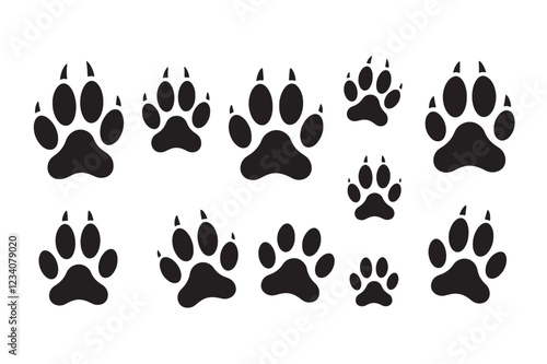 symmetrical paw print pattern, animal lover design, pet paw vector graphic