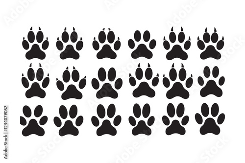 seamless pattern of dog paw prints, pet lover vector, animal track illustration