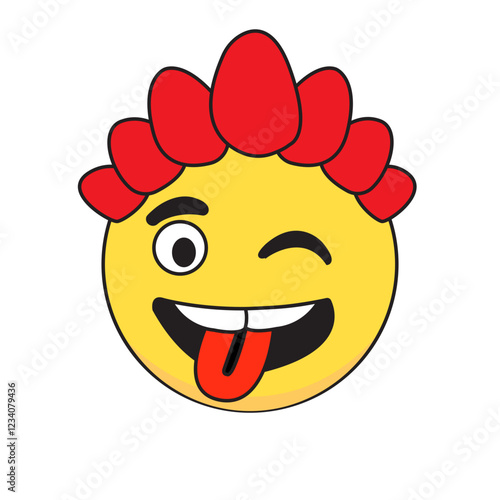 A cartoon smiley face winking and sticking its tongue out playfully