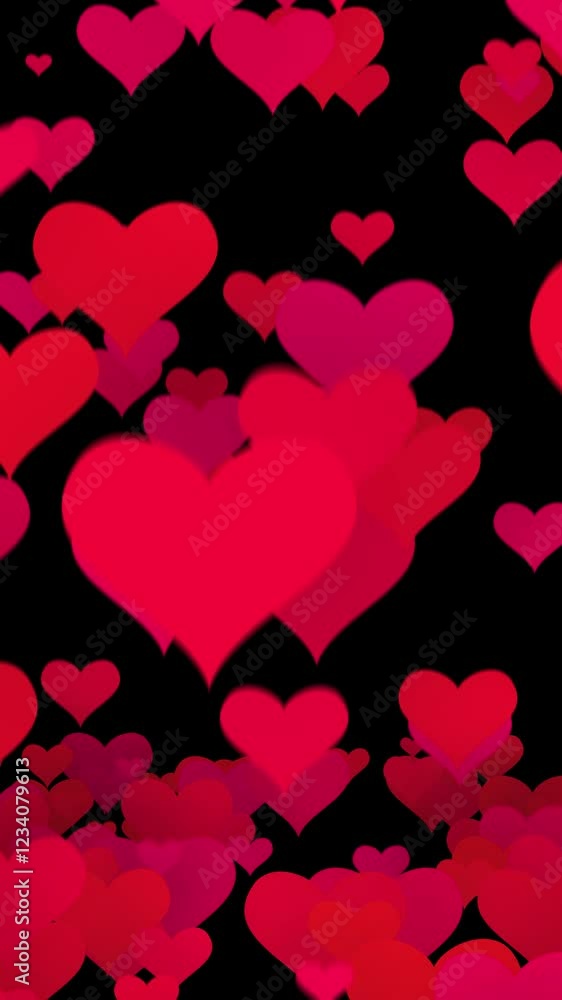 Red Hearts Falling Down And Bounce At Bottom For Valentins Day Background Red Hearts Falling Down And Bounce At Bottom For Valentins Day Background