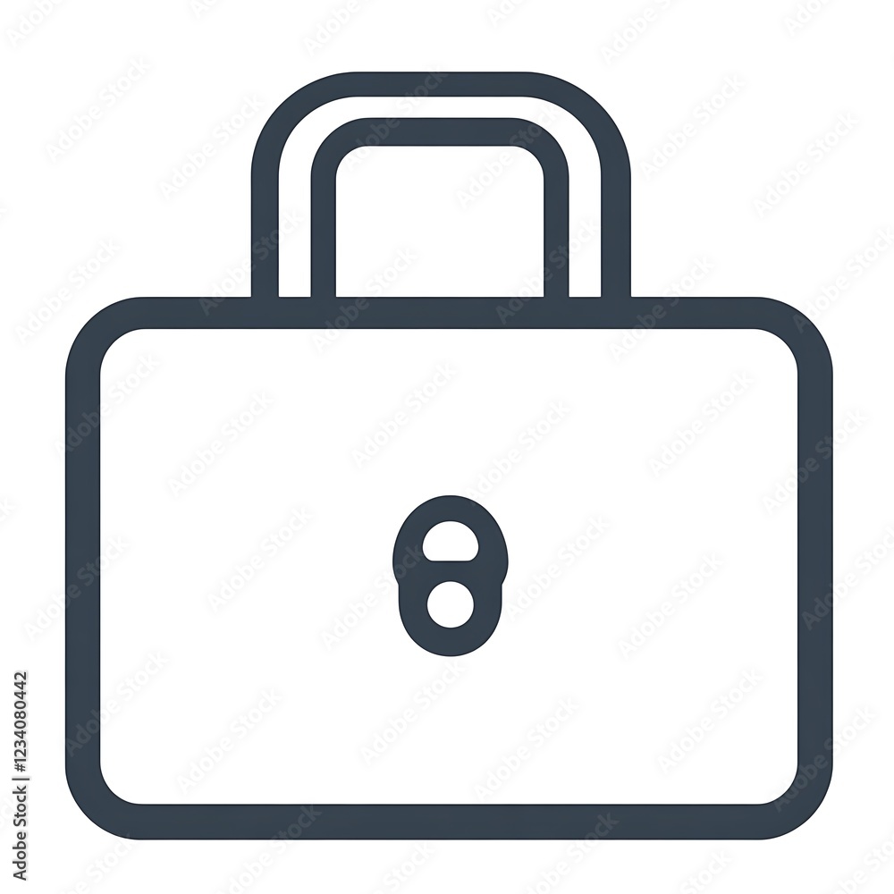 Simple Line Drawing of a Locked Briefcase Simple Line Drawing of a Locked Briefcase