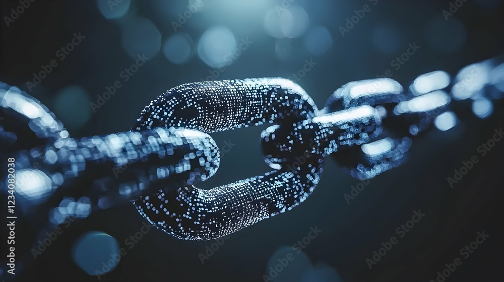 Digital chain link security, dark background Digital chain link security, dark background