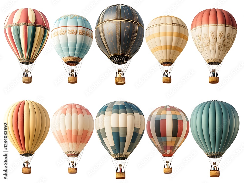 Obraz premium Colorful hot air balloons soaring over scenic landscape travel photography