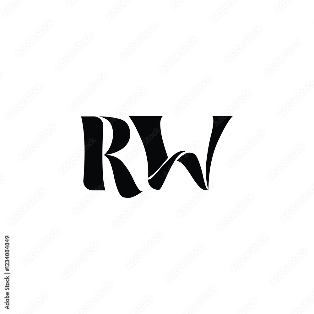 Obraz premium RW monogram logo design letter text name symbol monochrome logotype alphabet character simple logo