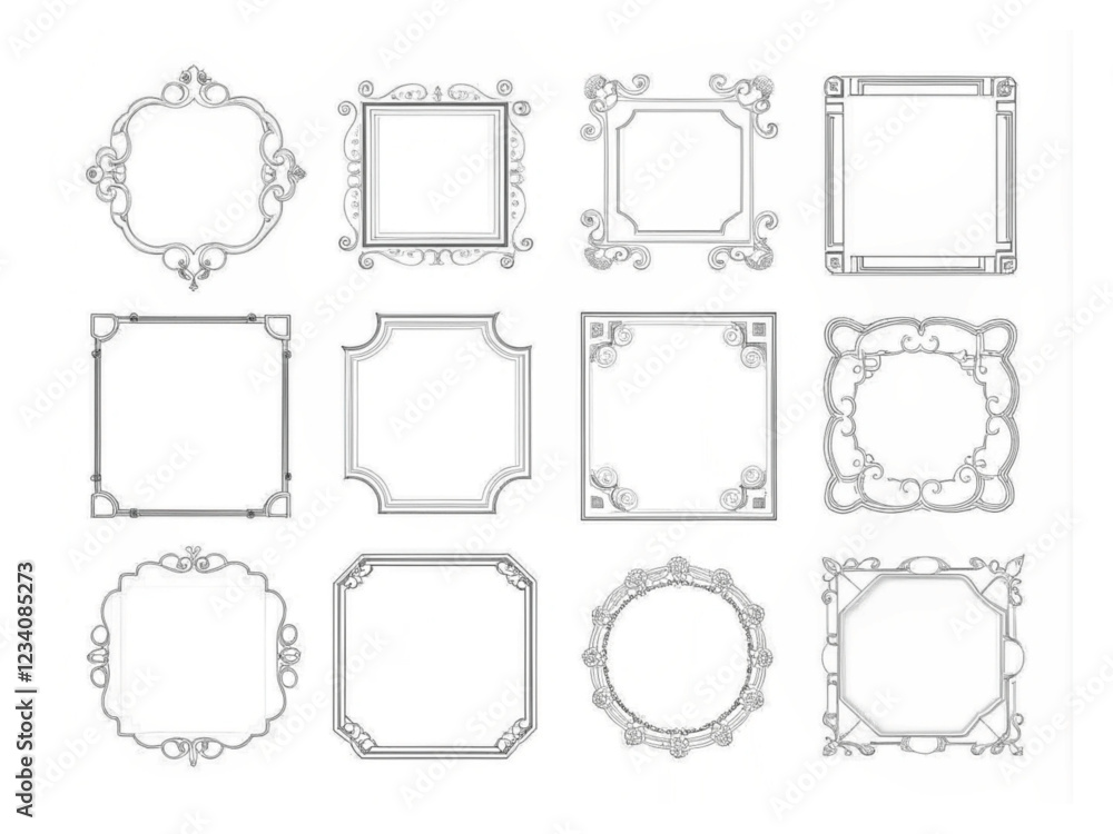 Set of 8 Ornate Frames Isolated on White Background
Set of 8 Ornate Frames Isolated on White Background