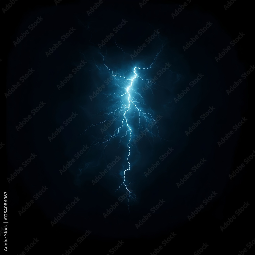 Fototapeta premium Blue Lightning Bolt on Dark Background