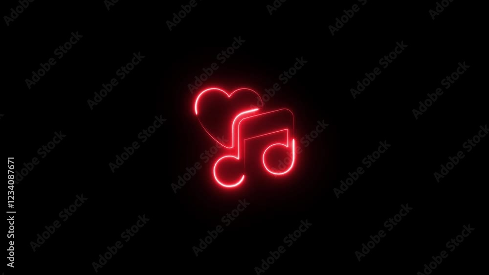 Music icon animation by cyan neon on black background. Music icon animation by cyan neon on black background.