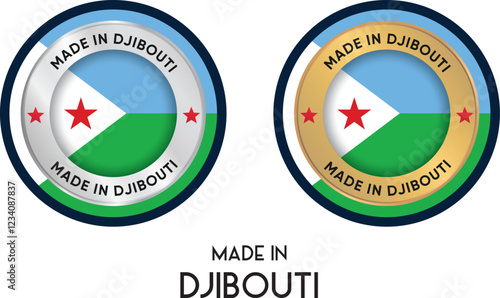 Made in Djibouti. Premium labels, stickers, pointer, badge and symbol of Djibouti flag icon. Collection vector illustration photo