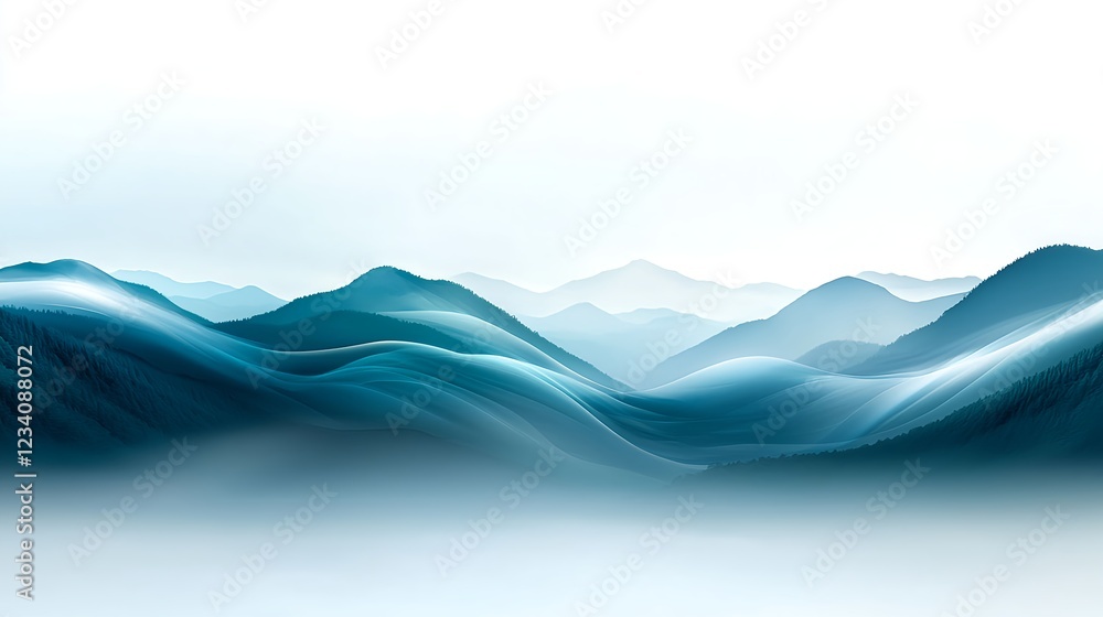 Blue Misty Mountain Range Landscape Blue Misty Mountain Range Landscape