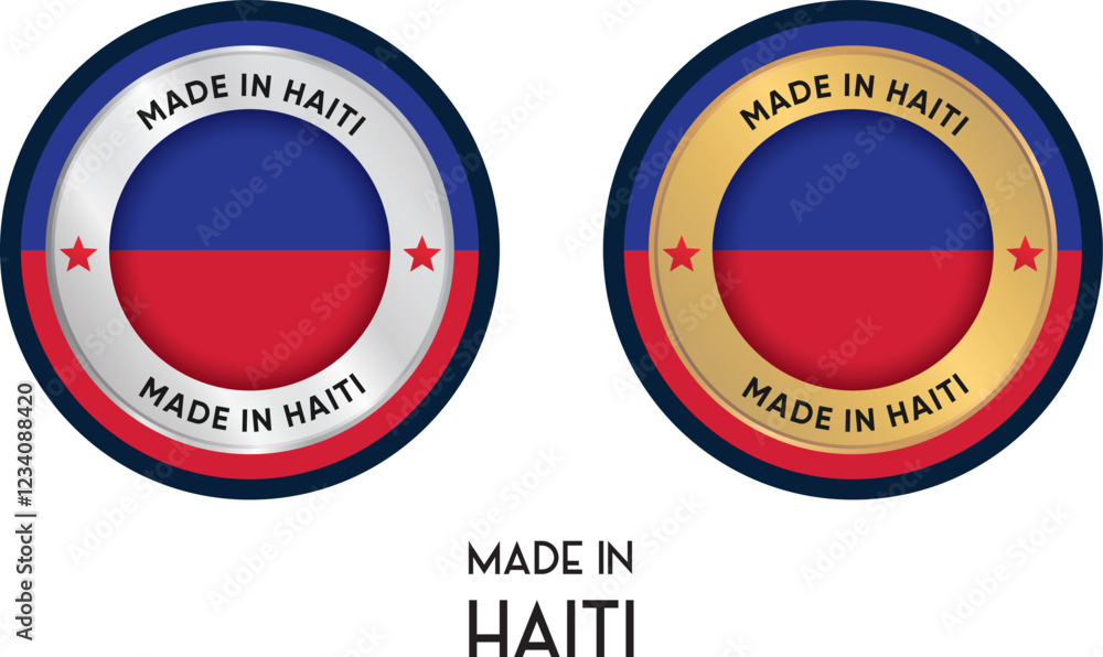 Made in Haiti. Premium labels, stickers, pointer, badge and symbol of Haiti flag icon. Collection vector illustration Made in Haiti. Premium labels, stickers, pointer, badge and symbol of Haiti flag icon. Collection vector illustration