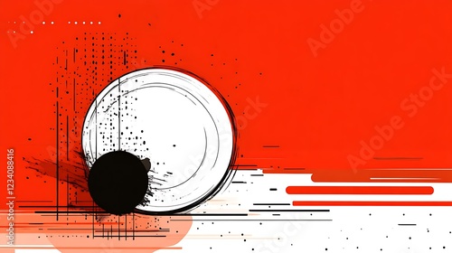 Abstract Red White Black Circular Design