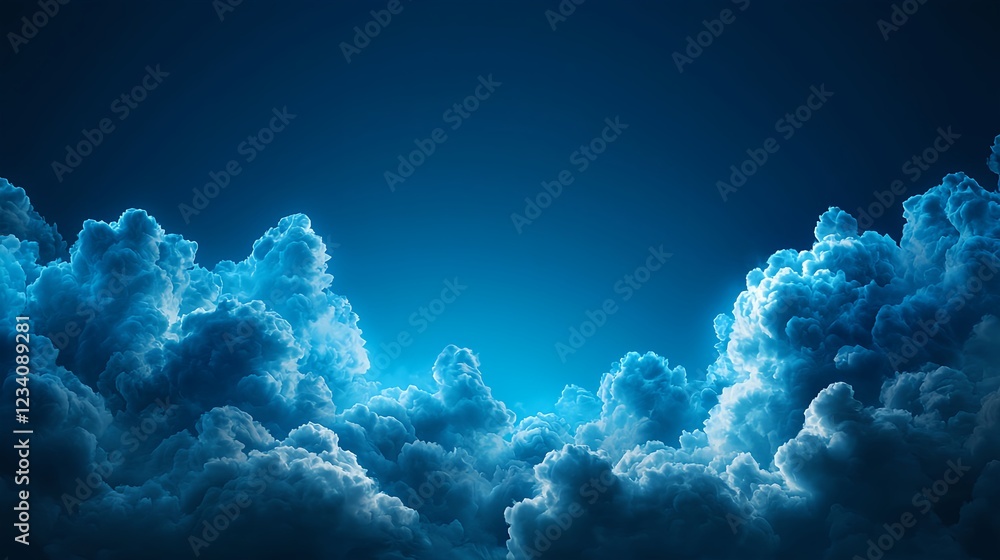 Fototapeta premium Blue Pixel Cloudscape at Night