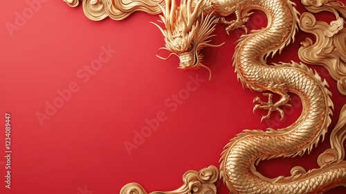 Wallpaper Mural Chinese New Year Celebration Festive Dragon Banner Red Background Cultural Event for Festivities Torontodigital.ca