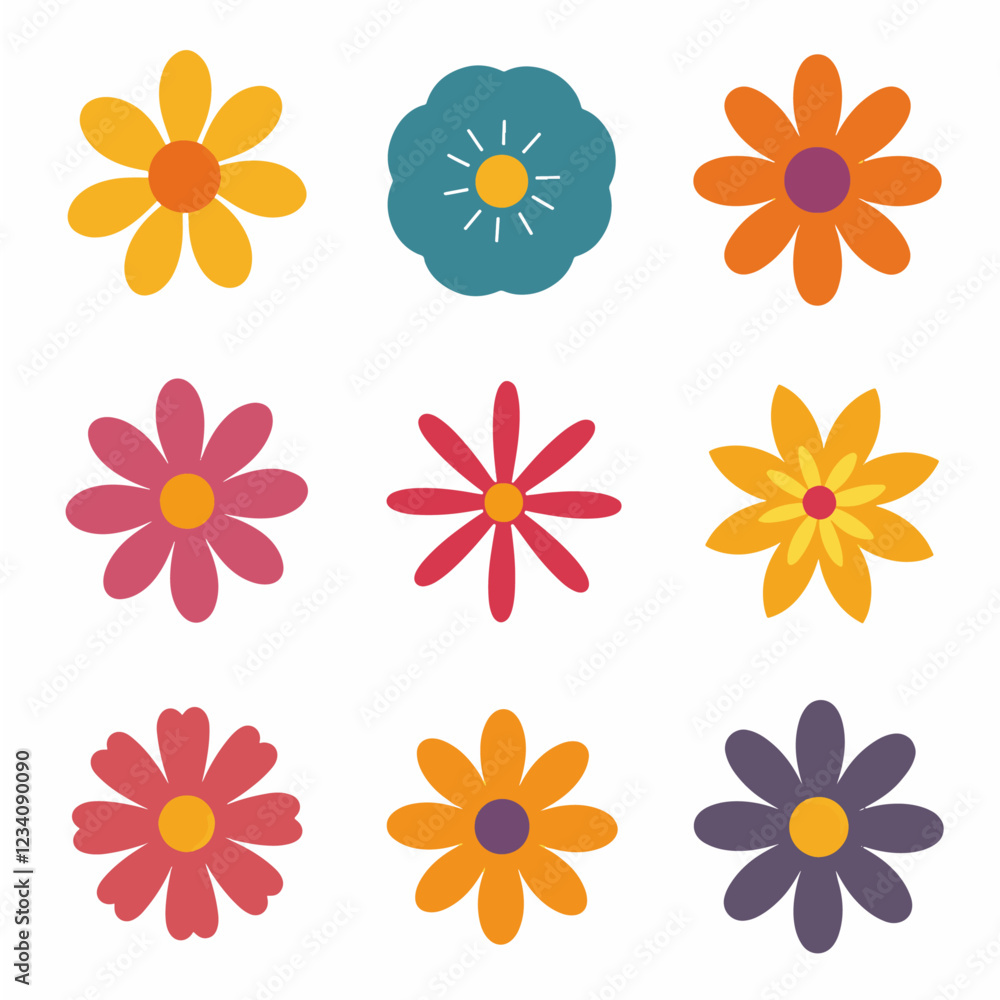 Detailed beautiful spring flower set	