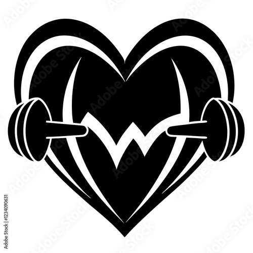 Heart & Dumbbell: Strength and Wellness Vector Design photo