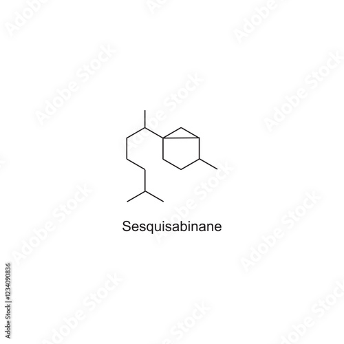 Sesquisabinane skeletal structure.Sesquiterpene compound schematic illustration. Simple diagram, chemical structure.