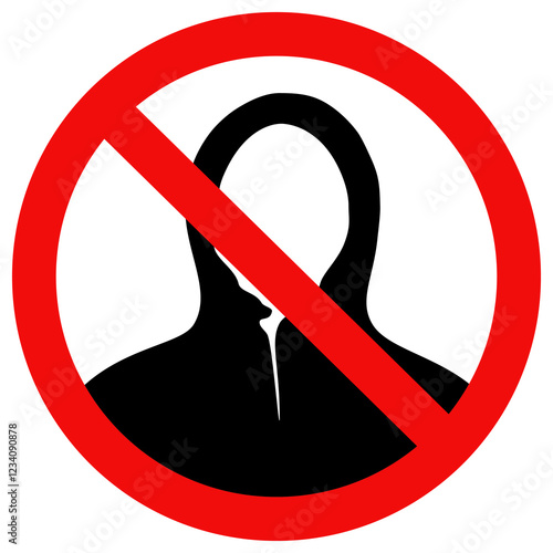 No Hoodie allowed sign icon. Flat style vector illustration editable isolated design.