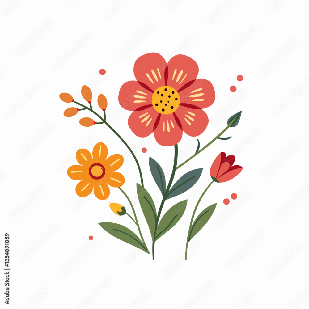 Naklejka premium Set of different Vector flowers. Bright and colorful flower icons