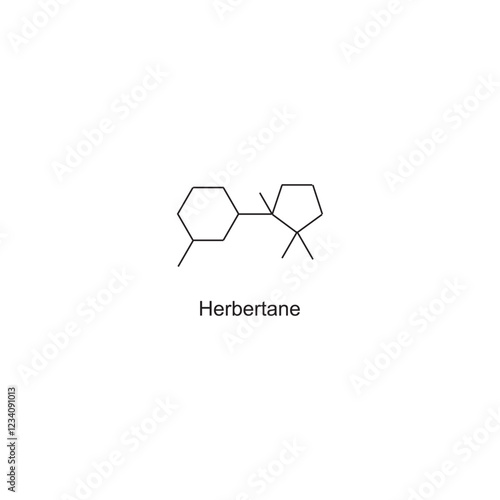 Herbertane skeletal structure.Sesquiterpene compound schematic illustration. Simple diagram, chemical structure.