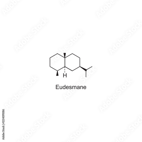 Eudesmane skeletal structure.Sesquiterpene compound schematic illustration. Simple diagram, chemical structure.