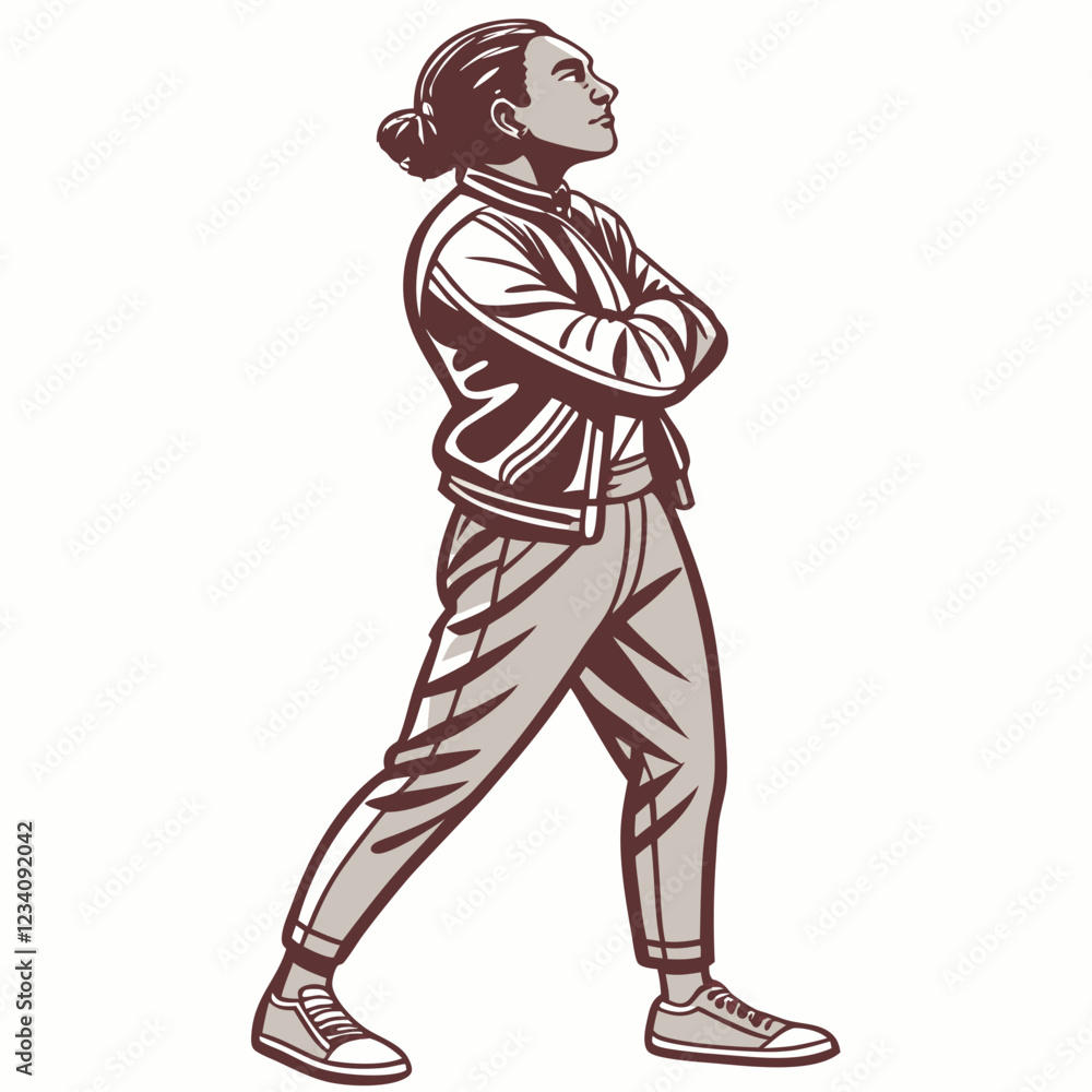 Fototapeta premium Person With A Strong Build standing confidently against a plain background