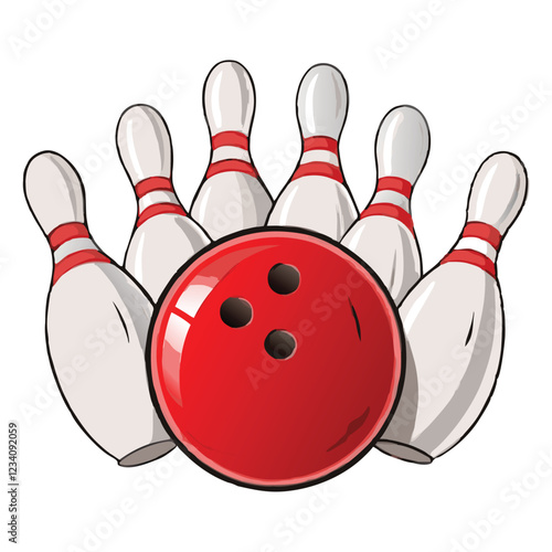 Bowling poster with ball and bowling pins
