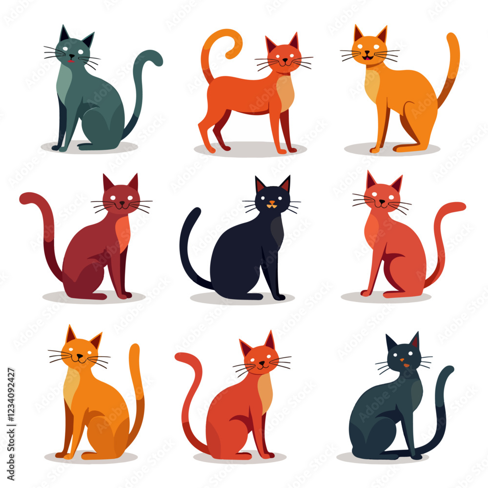 cats set, collection in doodle style isolated vector cats set, collection in doodle style isolated vector