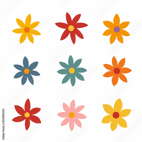 Set of floral elements. Flower and leaves Isolated On White Background	