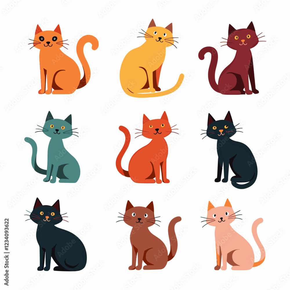 Cats set, collection in doodle style isolated vector Cats set, collection in doodle style isolated vector
