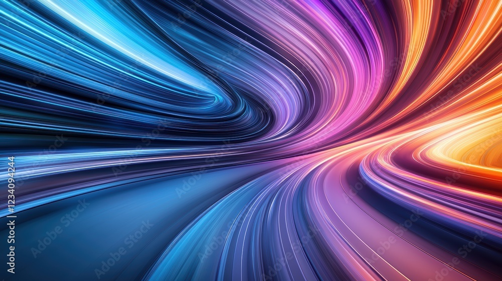 Fototapeta premium Neon Futuristic Portal Multicolored neon portal swirling with energy, futuristic interior with glowing lines and panels, dynamic, energetic vibe