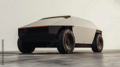 Autonomous vehicle concept, futuristic electric car prototype in minimalistic design, EV 3D render