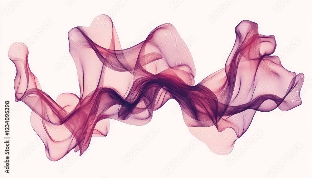 Obraz premium Abstract Digital Art, Curving Purple Form, Smooth Gradient, Elegant Design on White Background