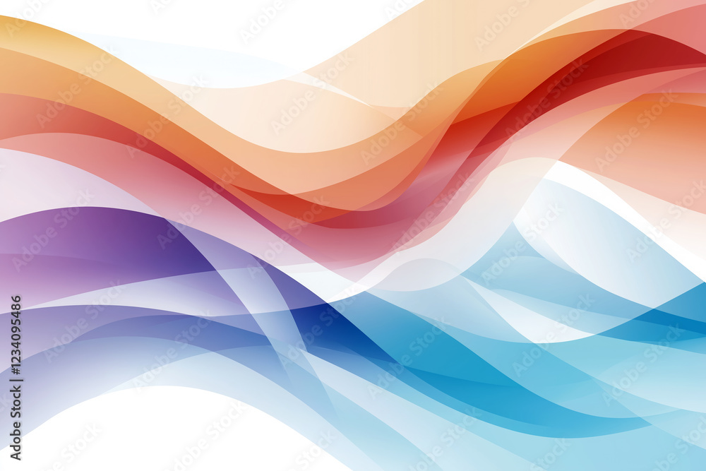 Fototapeta premium Abstract background with colorful waves on white