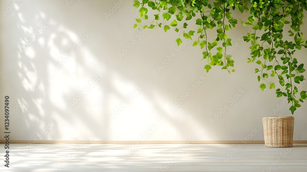 Fototapeta premium Bright Room Interior with Hanging Plants