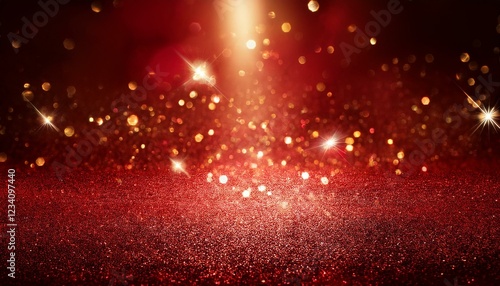 キラキラと豪華に光り輝く赤色の背景。コピースペースあり。AIで生成