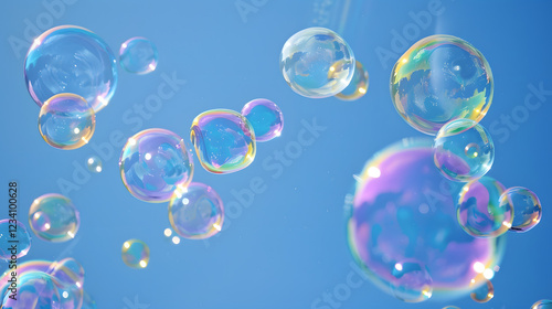 Wallpaper Mural Floating Colorful Soap Bubbles on Blue Sky Background
 Torontodigital.ca