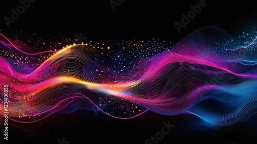 Wallpaper Mural Neon Wave Abstract: Vibrant Hues and Sparkling Trails Torontodigital.ca