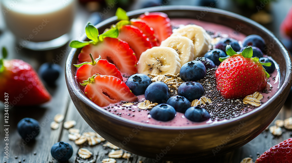 Vibrant Frozen Smoothie Bowl with Fresh Fruits Vibrant Frozen Smoothie Bowl with Fresh Fruits