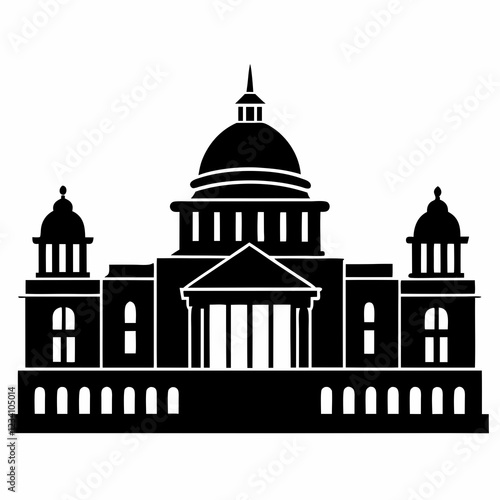 Parliament House black silhouette vector illustration white background